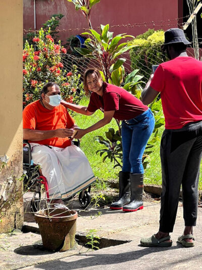 A caregiver helping a person